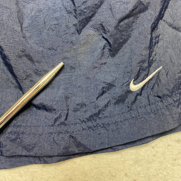 Vintage Nike Logo Swim Trunks Men's XL Blue Swoosh Shorts Black Tag - Picture 3 of 8